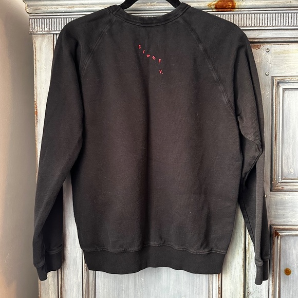 Clare V Black Poppy  Lips Sweatshirt Size S - Picture 6 of 8